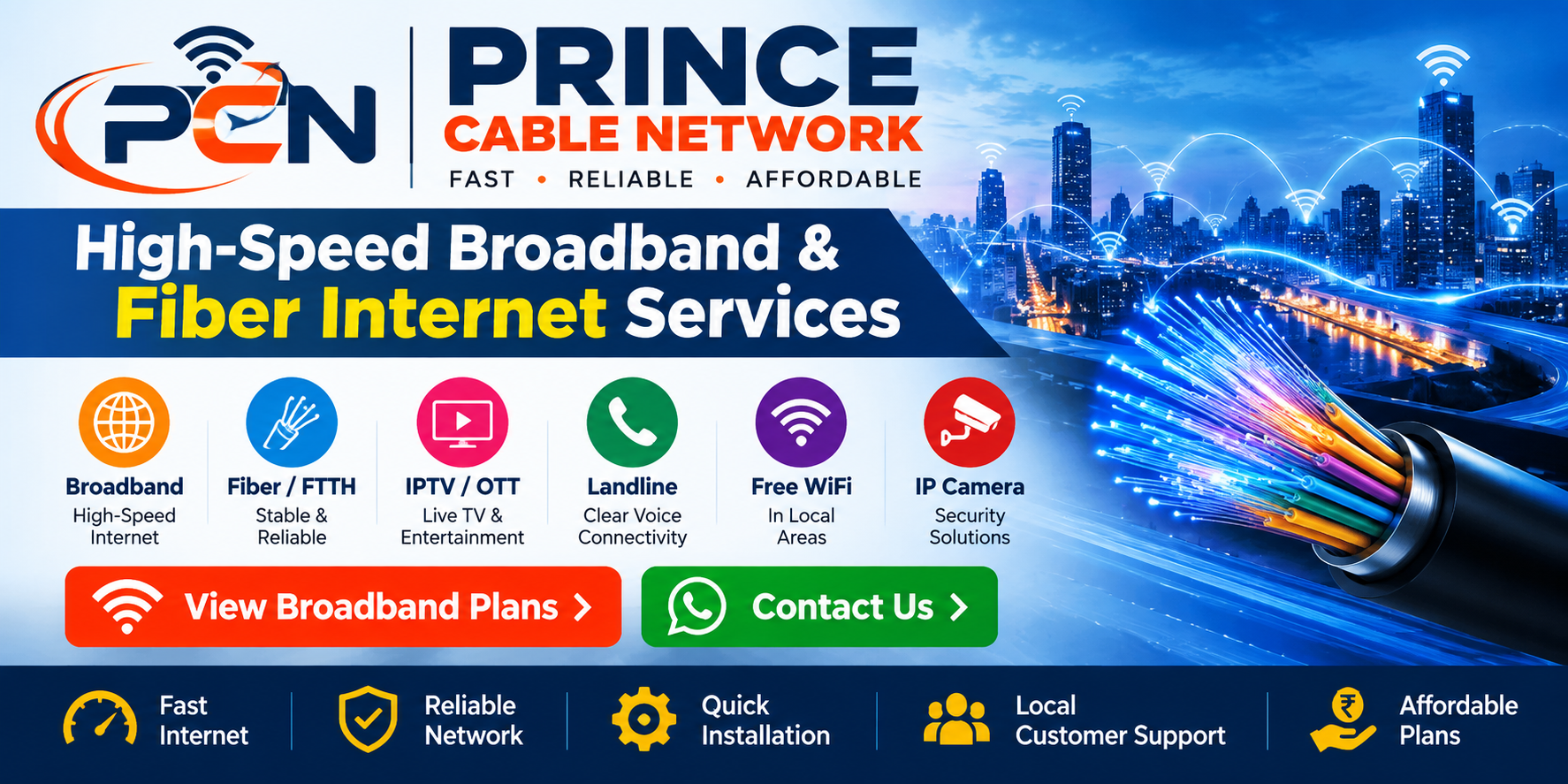 Prince Cable Network high-speed fiber broadband services